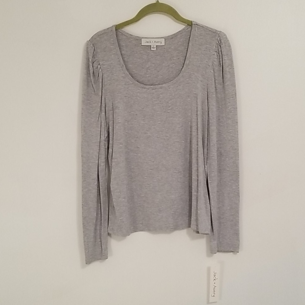 Jack + Avery Gray Long Sleeve Top in Size Large